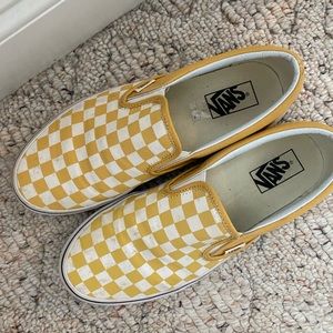 yellow and white checkered vans size 10.5